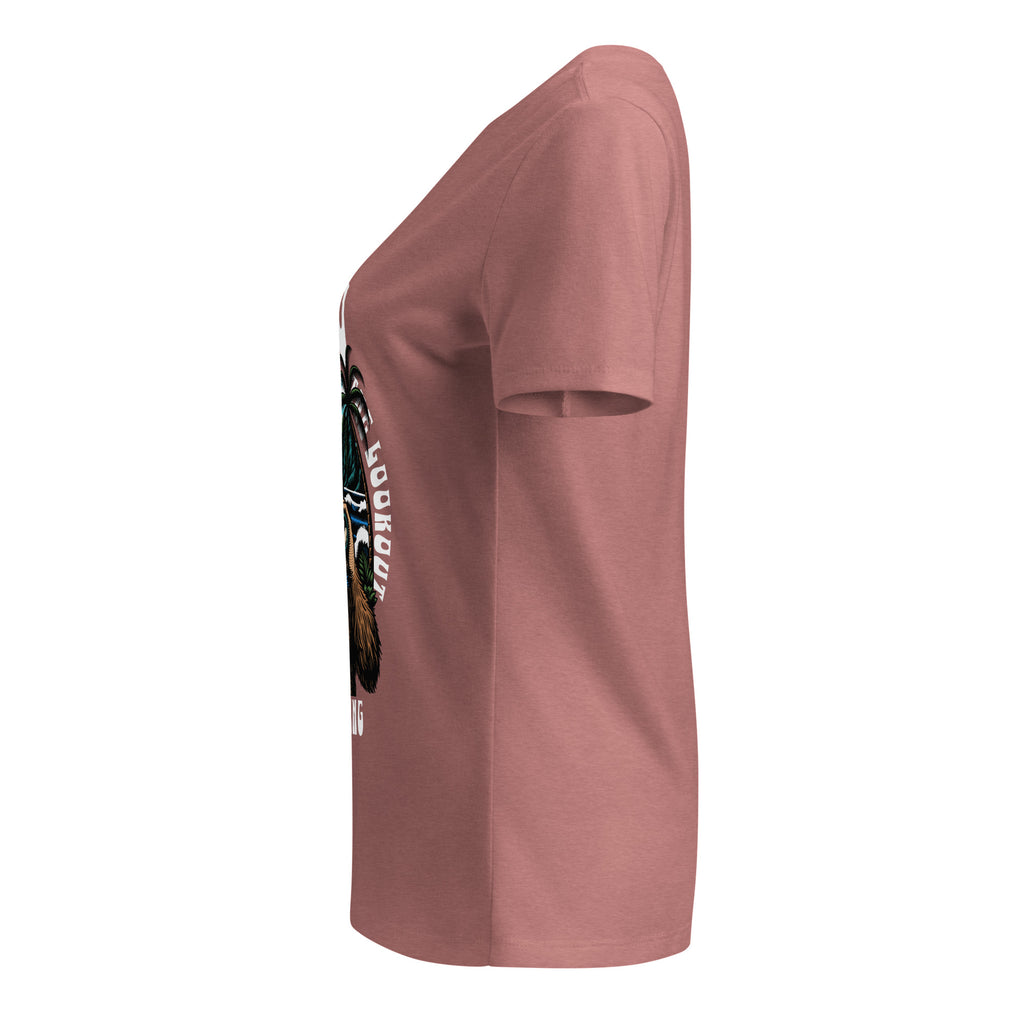 Pink t-shirt with a graphic design on the sleeve against a white background