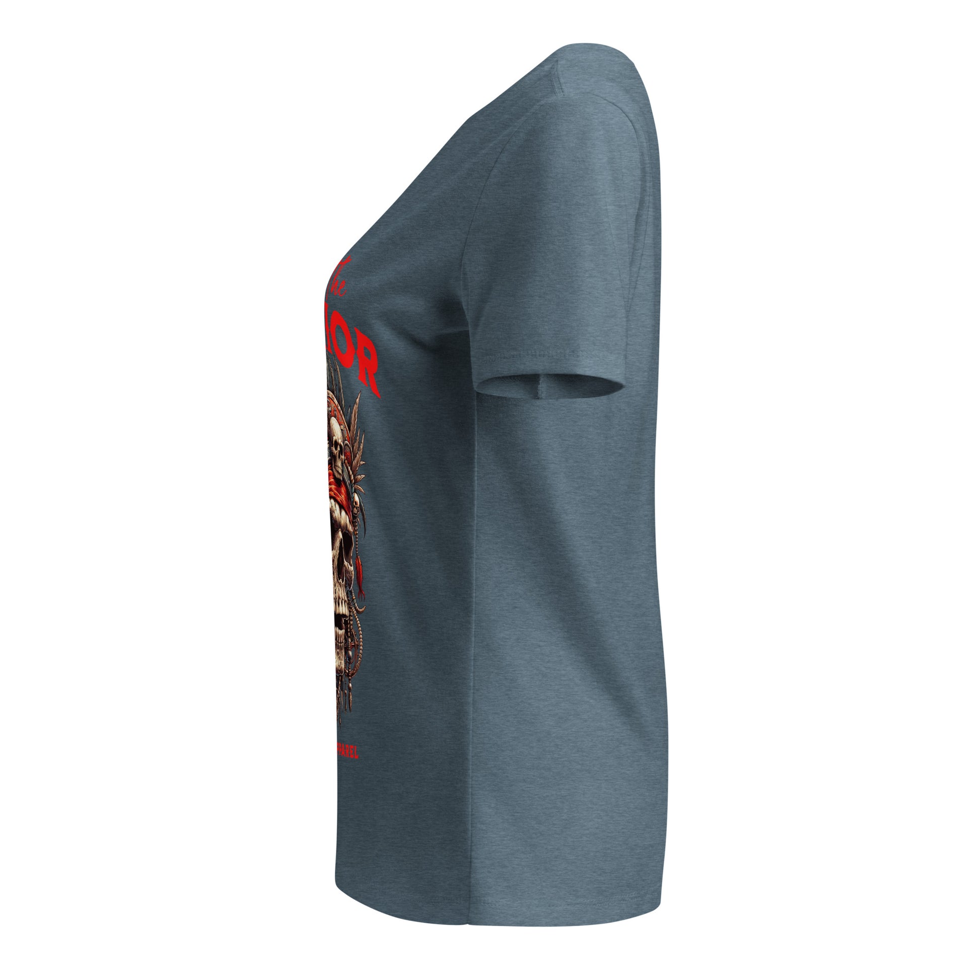 Gray t-shirt with a graphic design on the sleeve against a white background