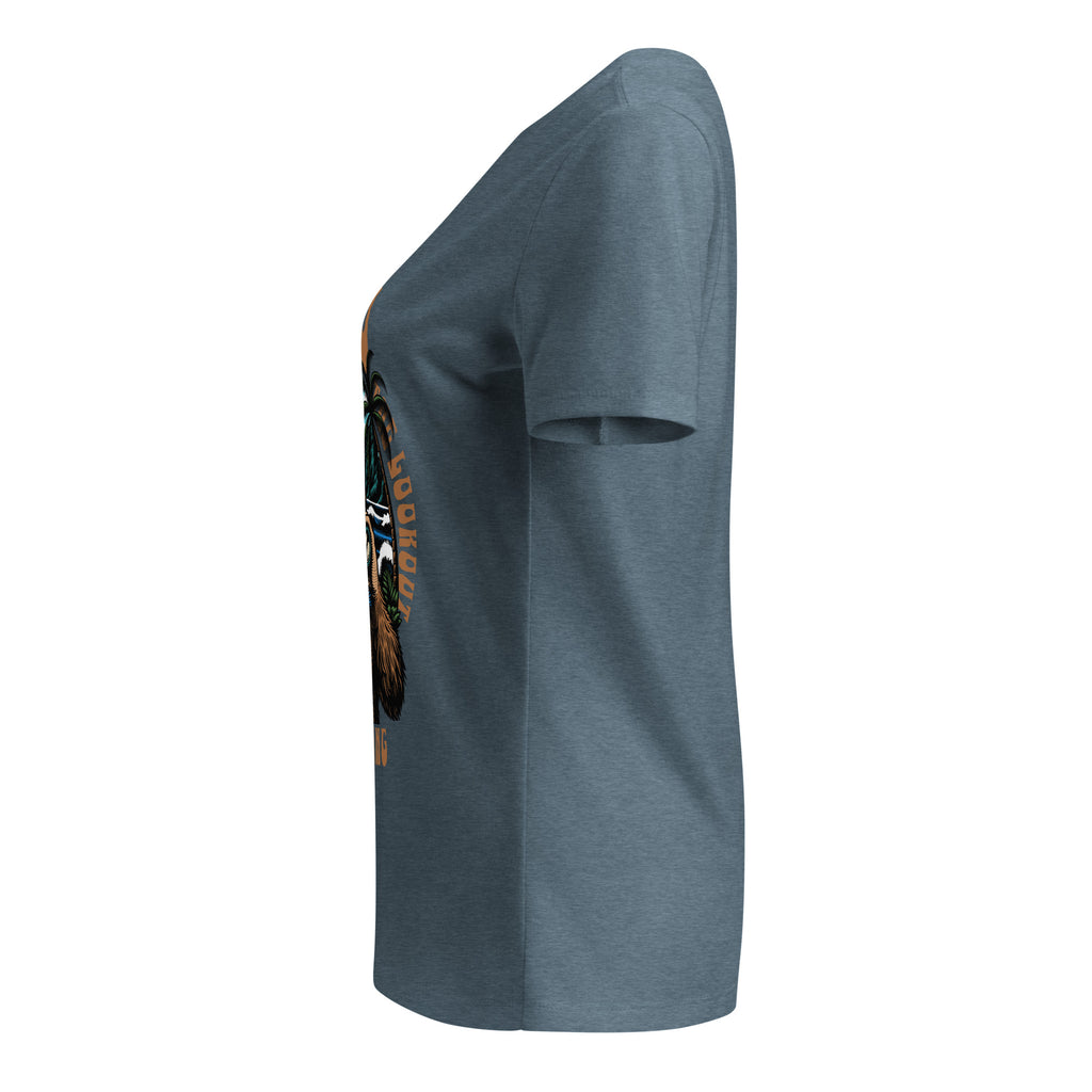 Gray t-shirt with a graphic design on the sleeve against a white background