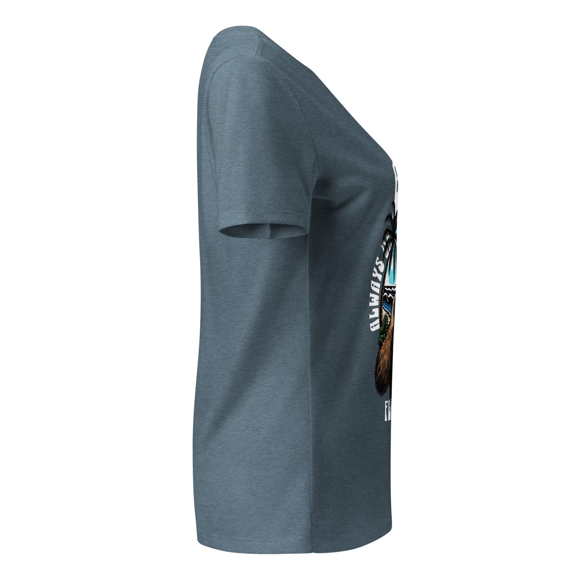 Gray t-shirt with a graphic design on the sleeve against a white background