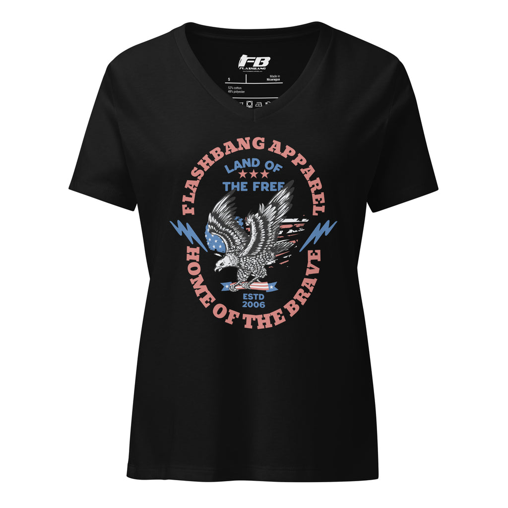 Black t-shirt with graphic design and 'Flashbang Apparel' branding on a white background